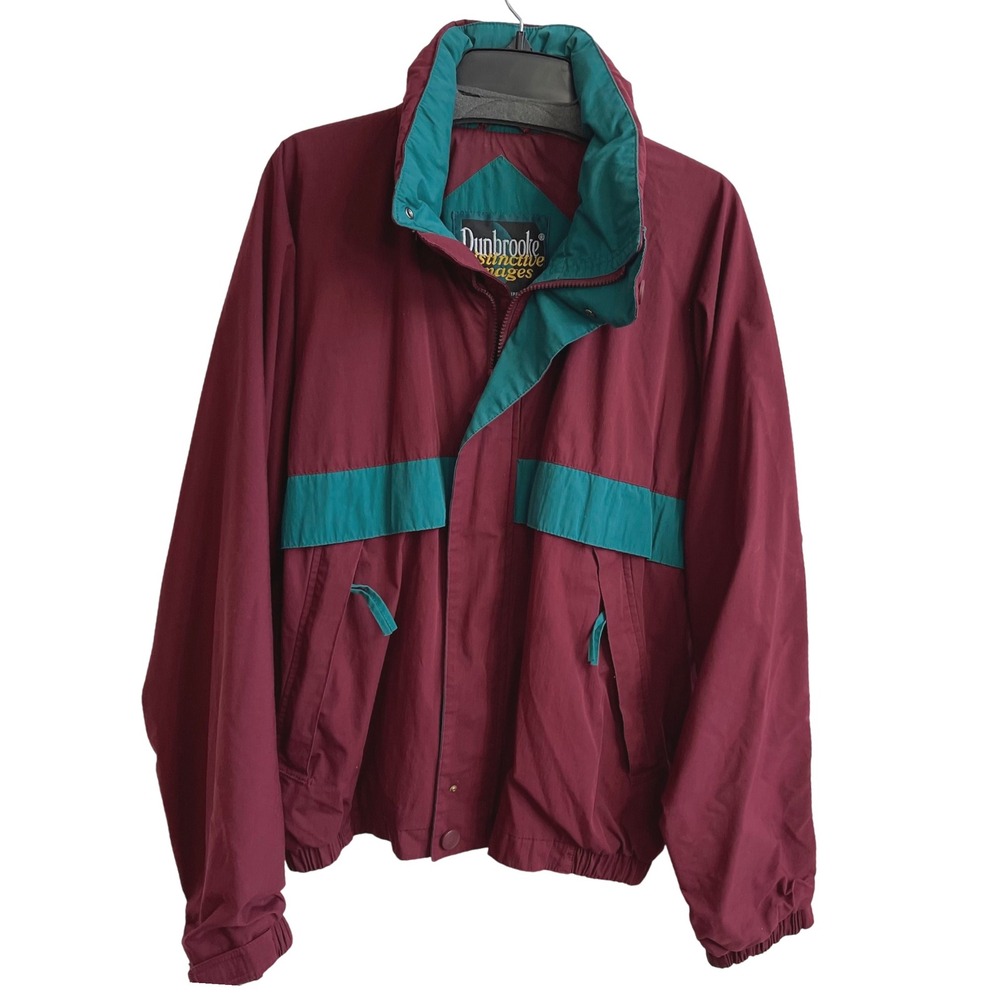 Dunbrooke Distinctive Images Maroon Teal‎ Colorblock Windbreaker Jacket Mens L